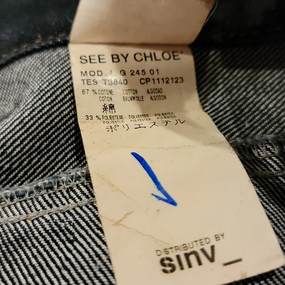 SEE BY CHLOE Dark Blue Denim Skirt US 8 Made In Italy GUC - Picture 5 of 16